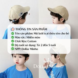 Mũ Lưỡi Trai Thêu Tên Cho Bé Từ 2 Tuổi Đến 5 Tuổi Phong Cách Hàn Quốc Siêu Dễ Thương Đi Học Đi Chơi