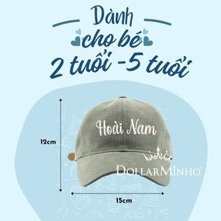 Mũ Lưỡi Trai Thêu Tên Cho Bé Từ 2 Tuổi Đến 5 Tuổi Phong Cách Hàn Quốc Siêu Dễ Thương Đi Học Đi Chơi
