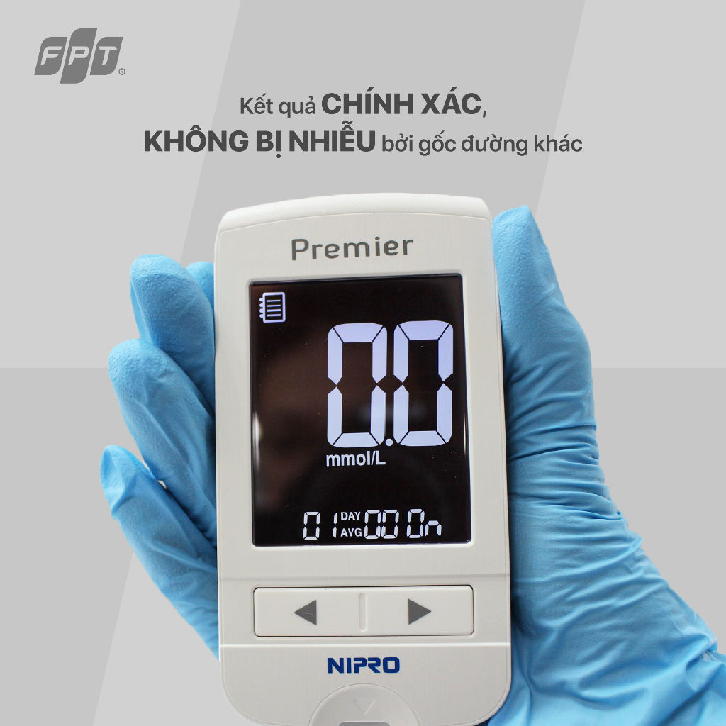 Ảnh Combo Máy đo đường huyết Nipro Premier Alpha (mg/dL và mmol) + 01 hộp que NIPRO Premier (25T) 1