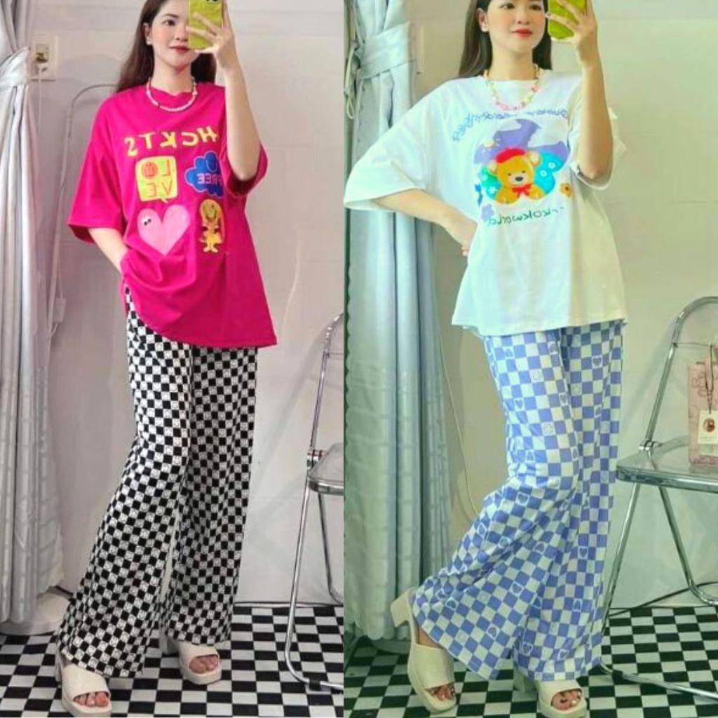 Đồ Bộ Nữ Bigsize Quần Ống Suông Có Túi Cạp Cao ESHOP DB168 Thun Cotton Co Giãn Form Rộng 45-85kg
