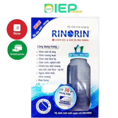 RINORIN (Bình + 30 gói muối rửa) HOẶC (Hộp 30 gói muối) - Bộ rửa mũi xoang kèm 30 gói muối - HCC