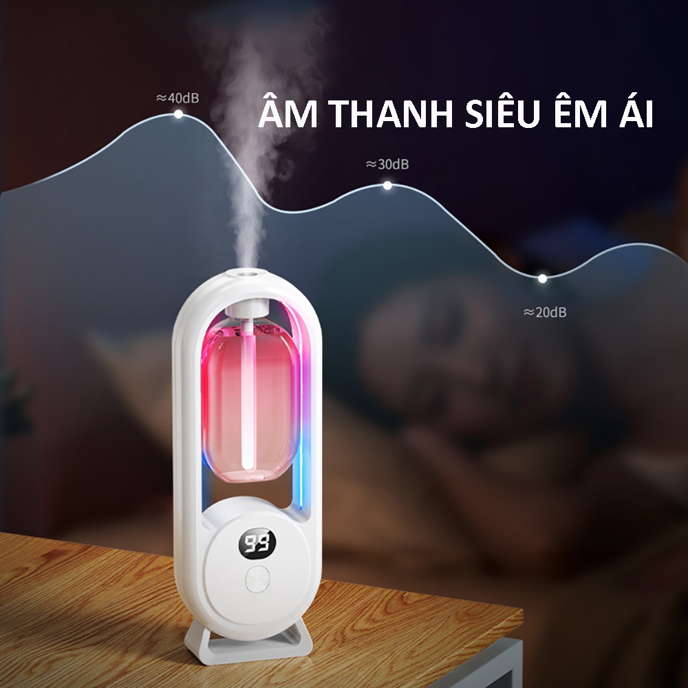 Máy xịt thơm phòng, máy toả hương nước hoa cao cấp có led, lưu hương lâu có nhiều chế độ