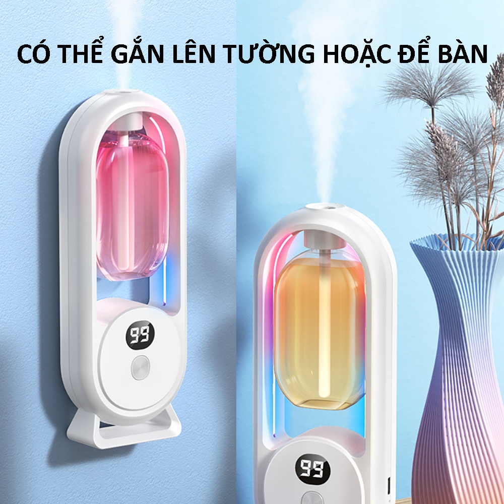 Máy xịt thơm phòng, máy toả hương nước hoa cao cấp có led, lưu hương lâu có nhiều chế độ