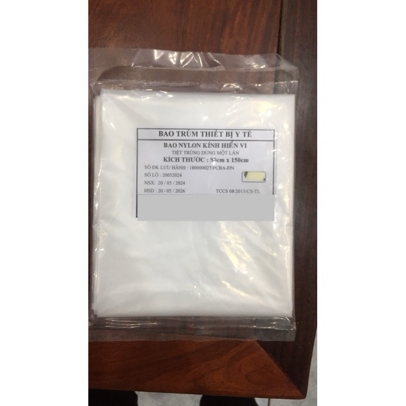 Bao nylon kính hiển vi tiệt trùng dùng 1 lần 80x150 (Bịch 1 cái)