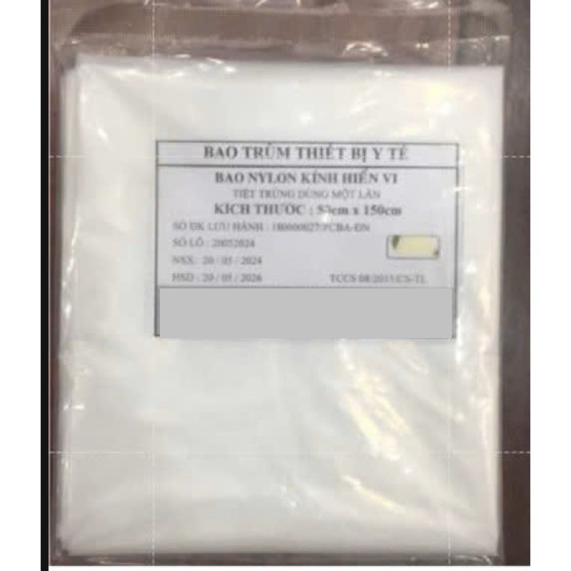 Bao nylon kính hiển vi tiệt trùng dùng 1 lần 80x150 (Bịch 1 cái)