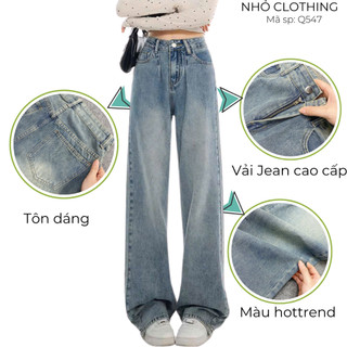 Quần jean bigsize nữ ống xuông form chuẩn cạp cao tôn dáng che khuyết điểm màu sắc hottrend dễ phối đồ - Q547
