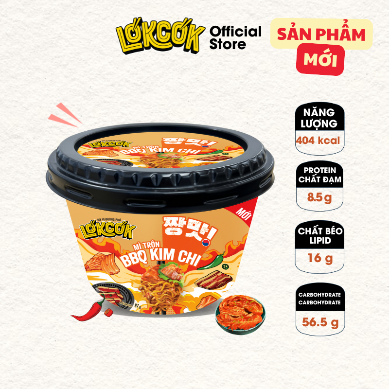 [Chính Hãng] Thùng 12 Tô Mì Trộn BBQ Kim Chi LOKCOK Thùng 12 Tô x 97G