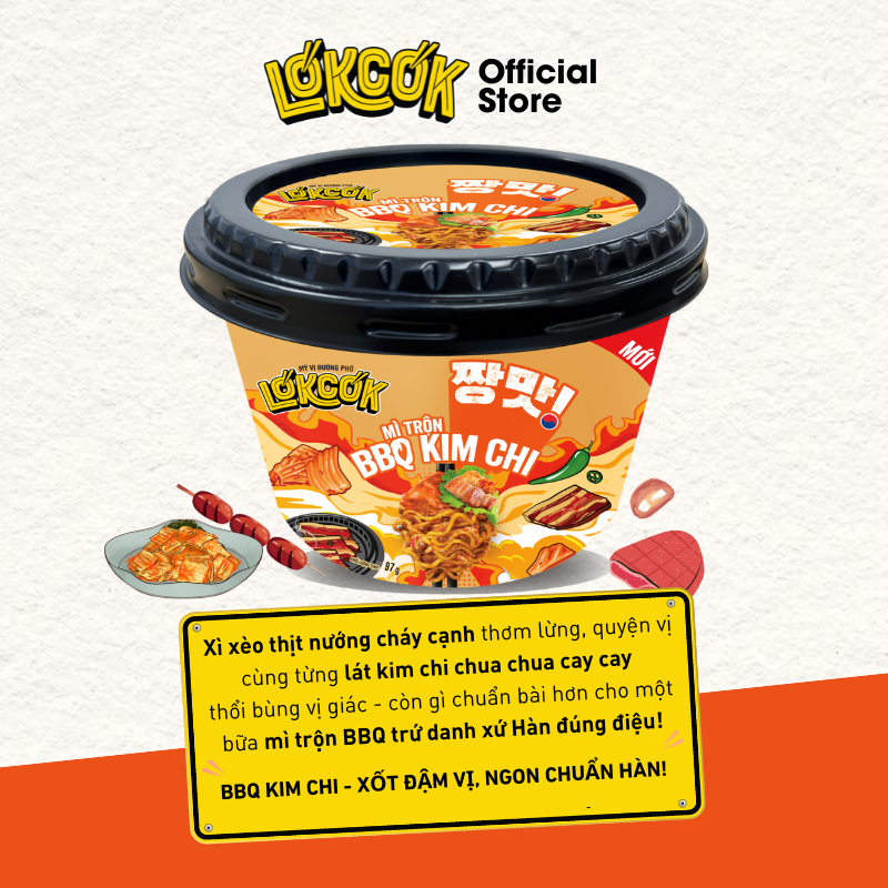 [Chính Hãng] Thùng 12 Tô Mì Trộn BBQ Kim Chi LOKCOK Thùng 12 Tô x 97G