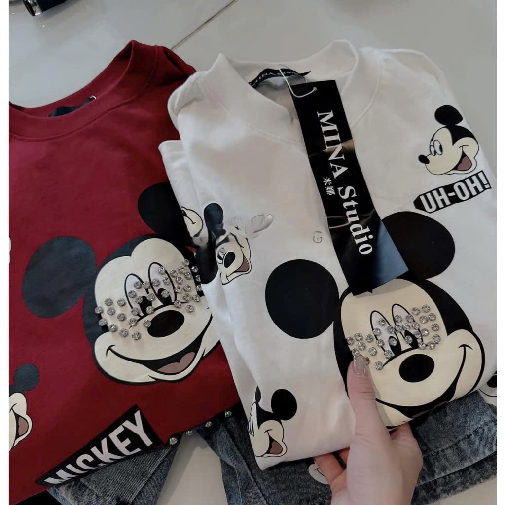 Bộ hè nữ áo thun mix quần ngắn in hình hoạt hình cute, set đồ nữ cao cấp mặc mùa hè thoáng mát năng động HCOM25275