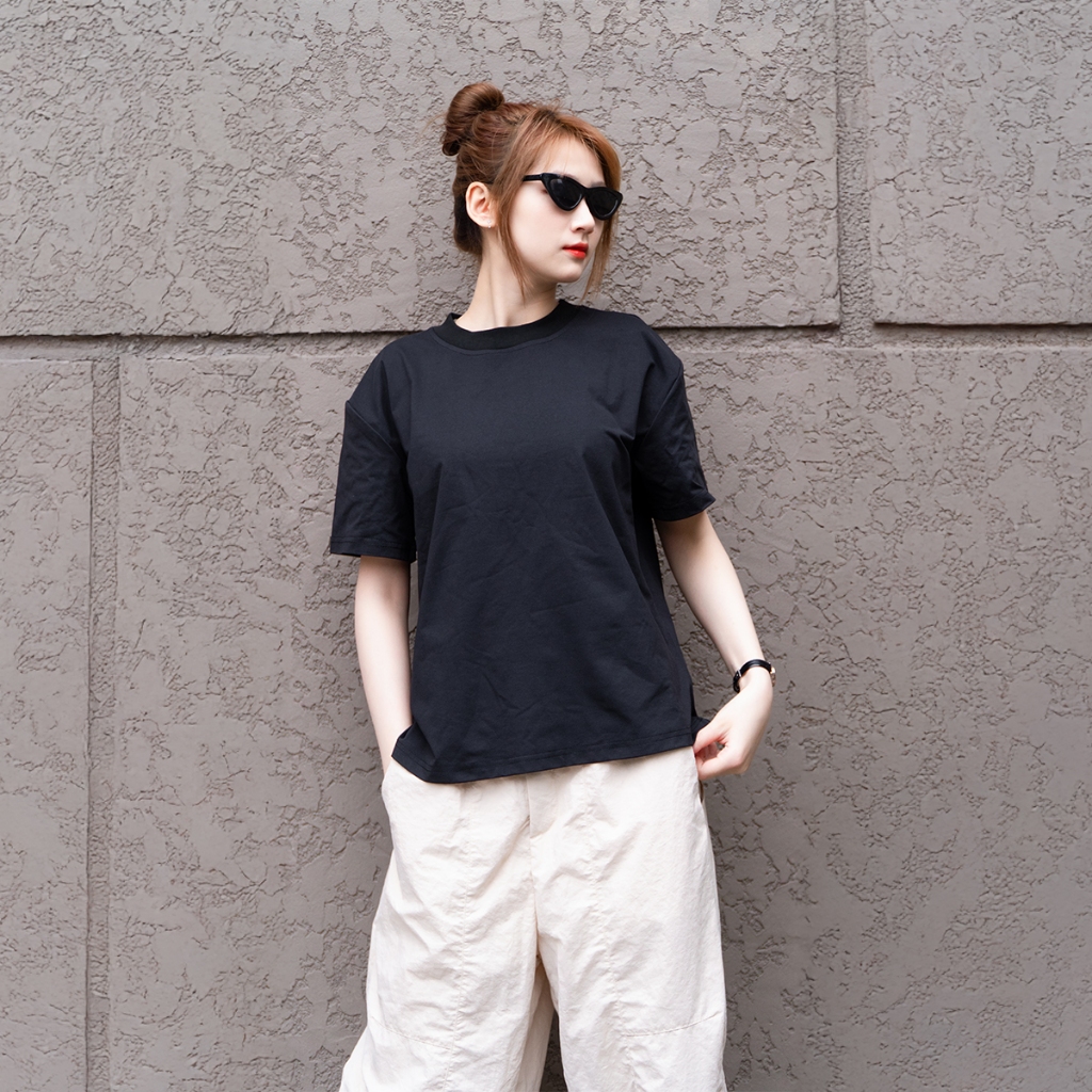 Ảnh Áo Thun Trơn GLADIMAX Unisex Nam Nữ l Form Boxy Cotton 230 GSM Cao Cấp Cổ Tròn T157 2