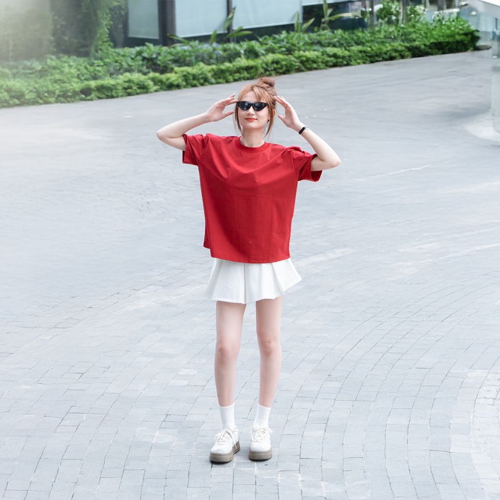 Áo Thun Trơn Unisex T157 Thời Trang Hottrend Gladimax, Áo Phông Form Boxy Cổ Tròn Cotton 230GSM Cao Cấp Nam Nữ