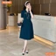 Đầm thiết kế BEMINE cổ tim có dây nơ phối viền dáng chữ A phù hợp đi làm, đi chơi-MT10112