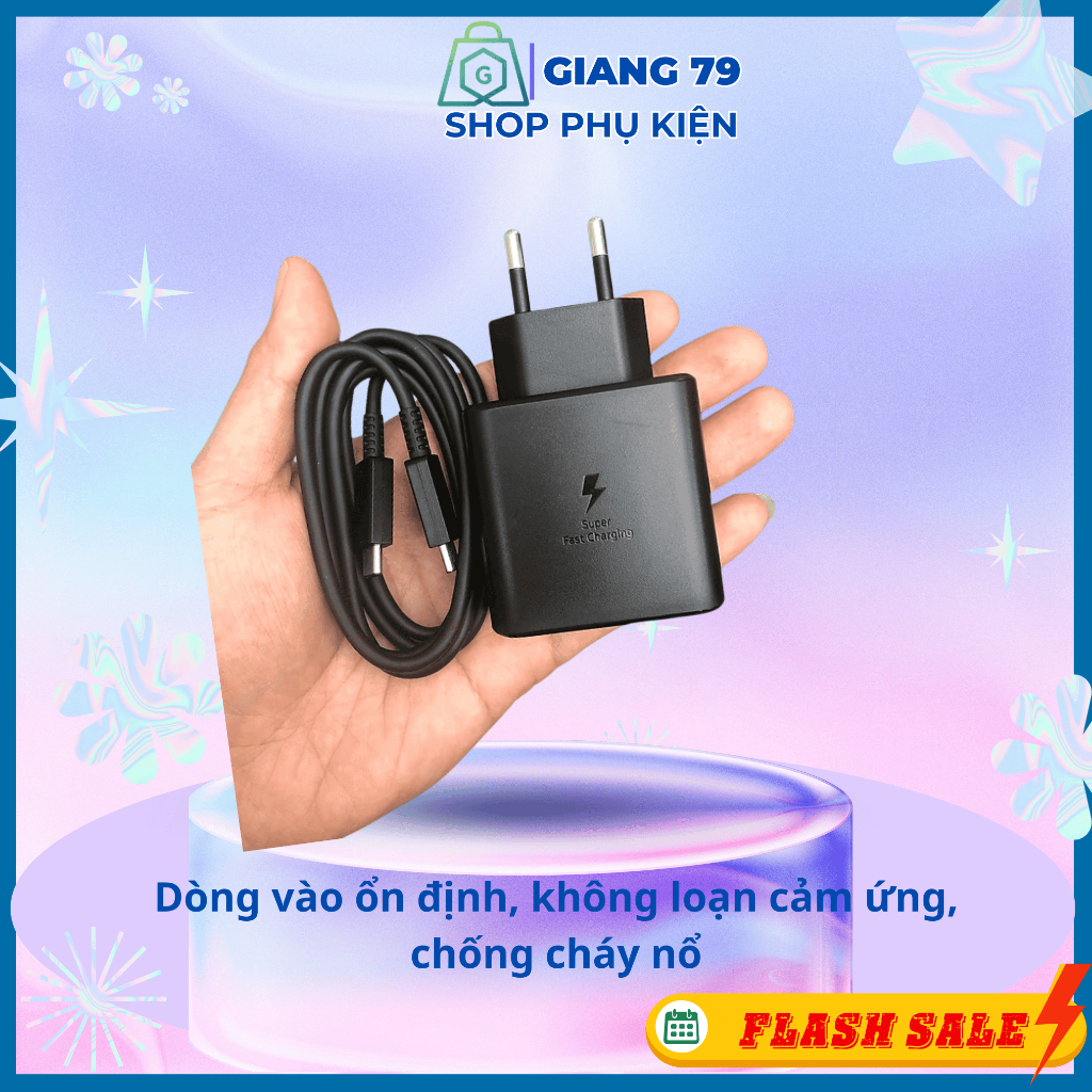 Bộ Sạc Siêu Nhanh Samsung-45W Cáp C To C, Cho các dòng Note10, Note20 S21 S22 S22 Plus S22 Ultra...