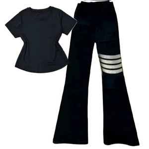Sét Bộ Quần Ống Loe Cạp Cao tôn dáng + mix áo Thun tăm lạnh croptop trơn