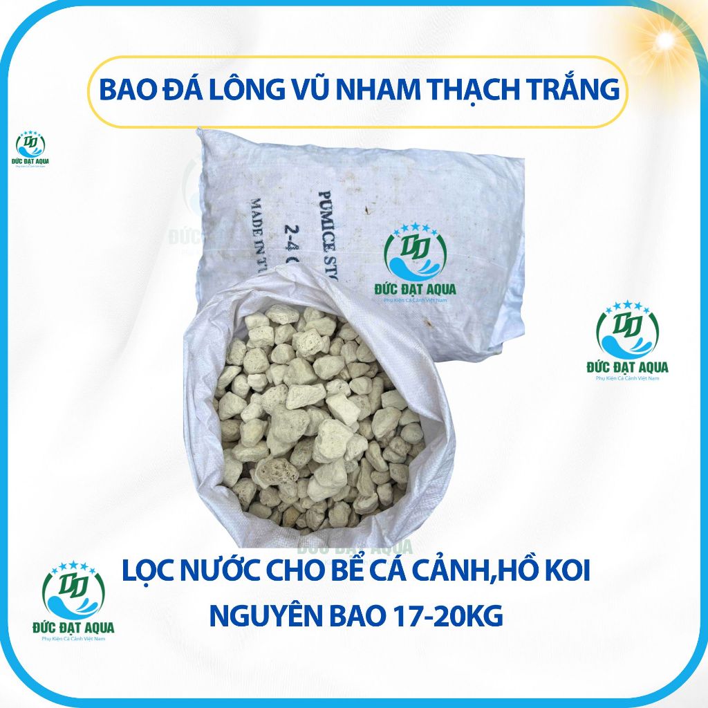 bao Đá lông vũ (Nham thạch trắng nguyên bao 17-20kg) dùng lọc nước cho bể cá cảnh,hồ koi.