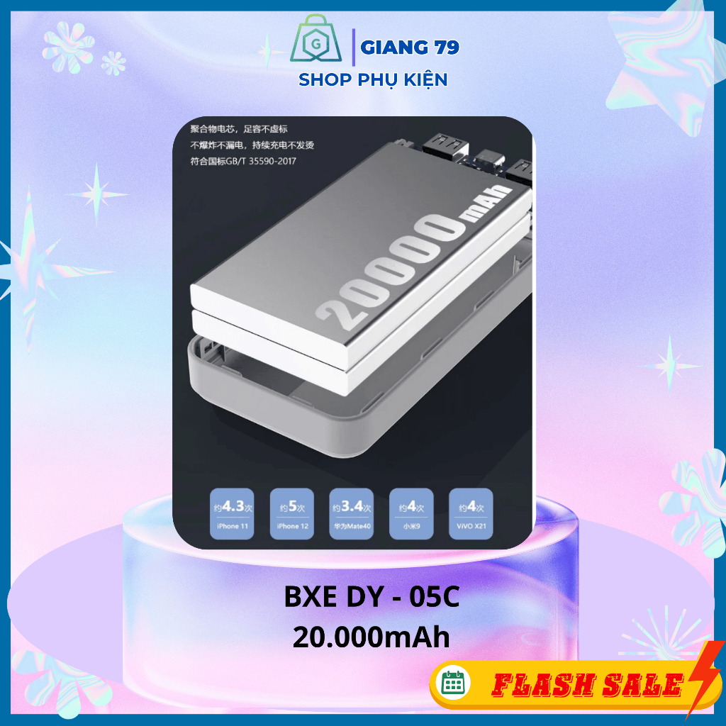 SẠC DỰ PHÒNG 20000mAh – Chính hãng BXE DY-05C/ 01C