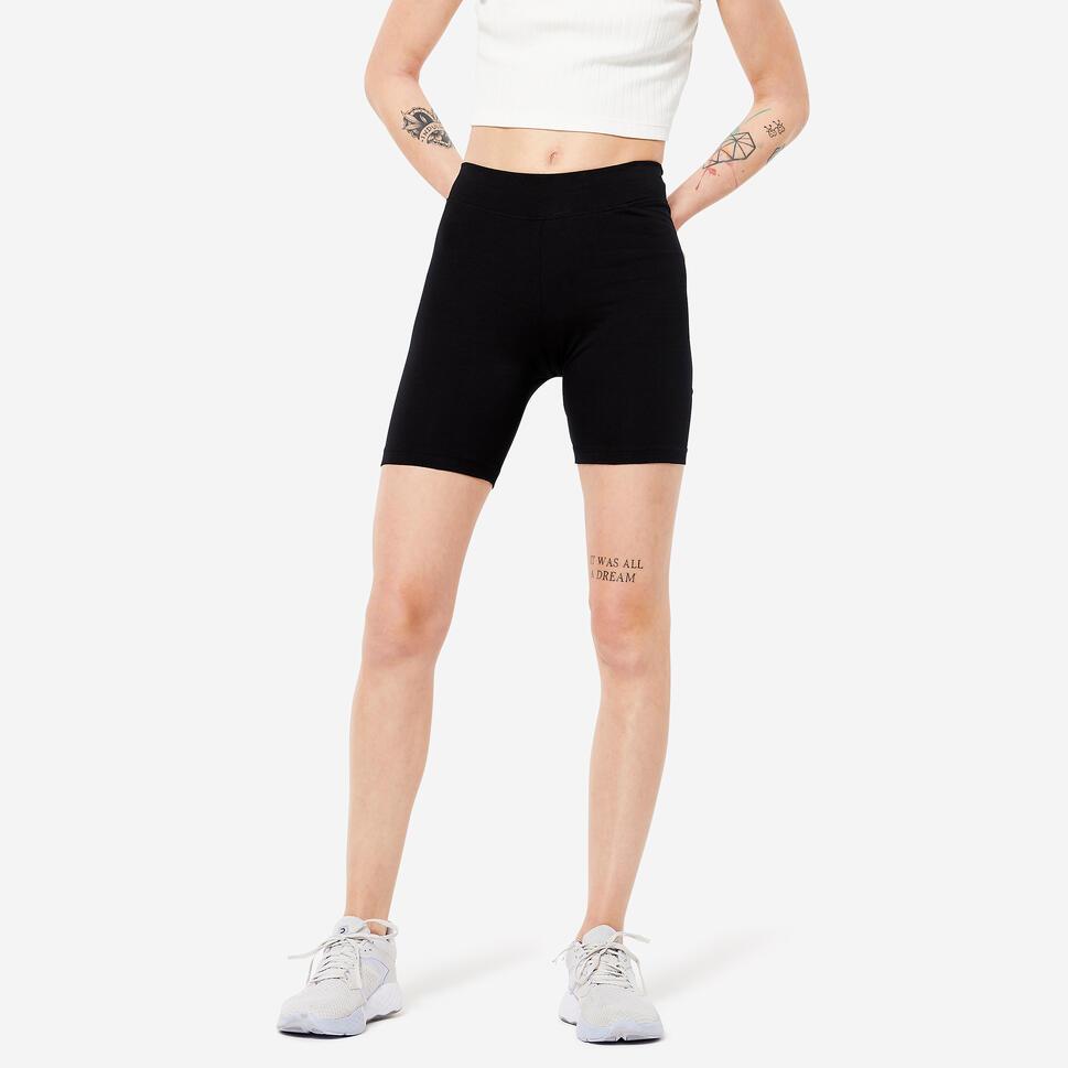 Ảnh Quần short stretching đạp xe ôm sát cho nữ fit+ 500 đen DECATHLON DOMYOS mã 8511786 1