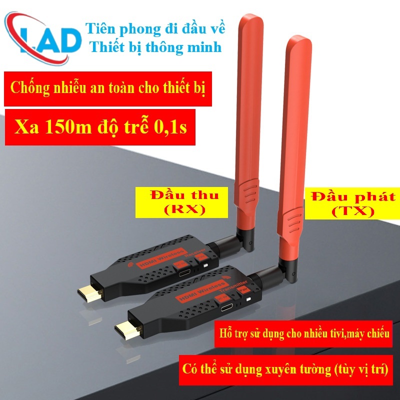 HDMI không dây 150m 2026 sử dụng  cho máy tính xách tay sang 4 máy chiếu hoặc TV (150ALL)