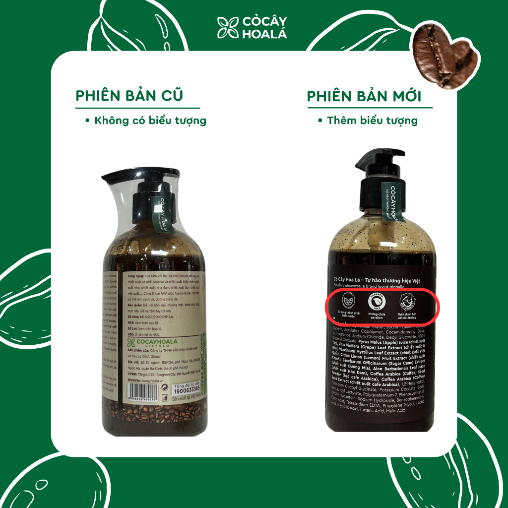 Ảnh Sữa Tắm Hạt Cà Phê Cỏ Cây Hoa Lá, Làm Sạch Sâu, Tẩy Tế Bào Chết 300g 1