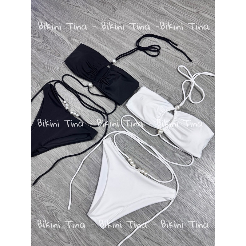 Bikini Tina Set 2 mảnh phối Ngọc Trai Cột dây siêu Xinh