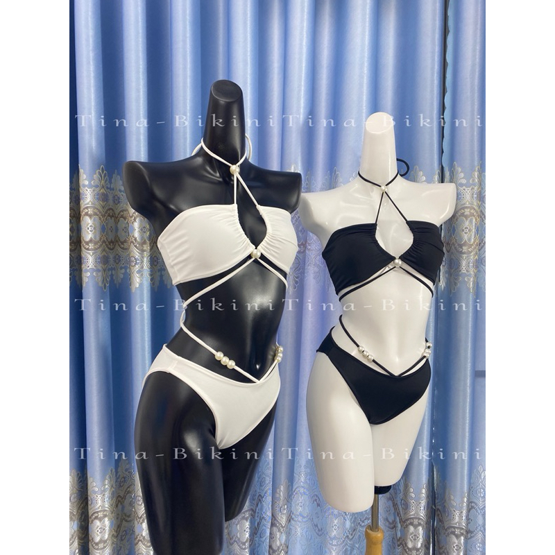 Bikini Tina Set 2 mảnh phối Ngọc Trai Cột dây siêu Xinh