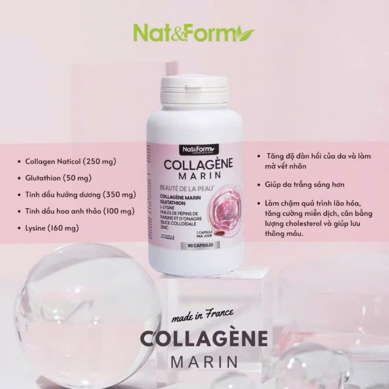 Viên uống dưỡng trắng da Collagen Marin Nat & Form Pháp 90 viên (Collagen Marin)