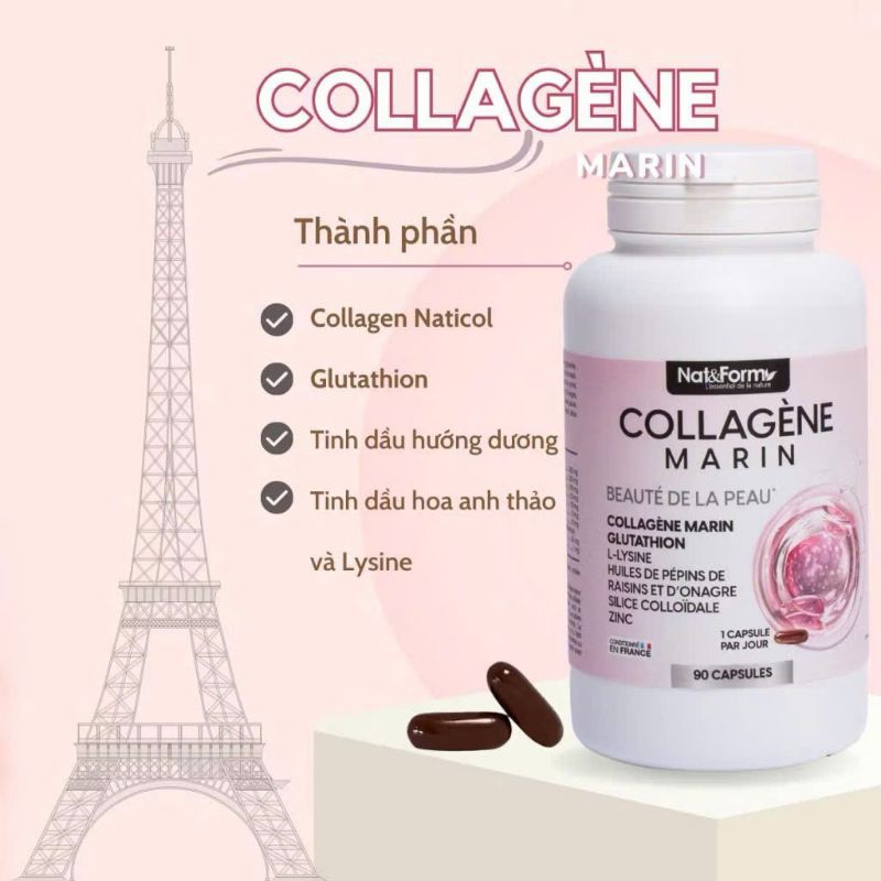 Viên uống dưỡng trắng da Collagen Marin Nat & Form Pháp 90 viên (Collagen Marin)