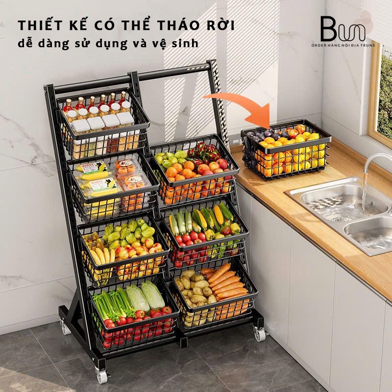[LOẠI DÀY, CHẮC CHẮN] Kệ Decor, Kệ Để Đồ Đa Năng Nhiều Tầng Có Bánh Xe Di Chuyển Tiện Lợi