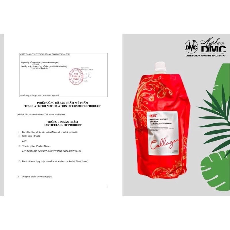 Hấp Leo Siêu Mềm Mượt,hấp phục hồi dành cho tóc khô sơ hư tổn. Hàng chính hãng túi 500ml