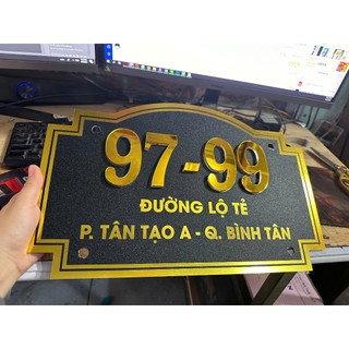 Bảng số nhà alu gương sang chảnh kèm ốc kính