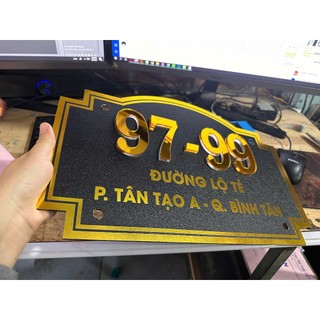 Bảng số nhà alu gương sang chảnh kèm ốc kính