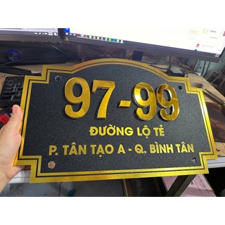 Bảng số nhà alu gương sang chảnh kèm ốc kính