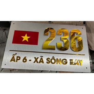 Bảng số nhà alu bạc xước + chữ số vàng gương chất liệu cao cấp theo yêu cầu