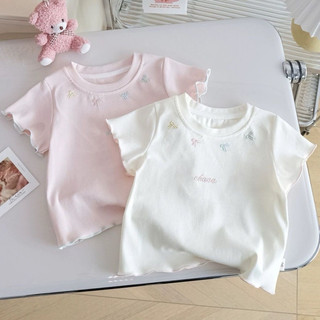 Áo thun nơ ngắn tay cotton phong cách hàn quốc cho bé