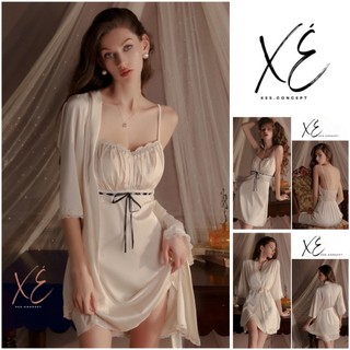 Váy tiểu thư lụa cao cấp phối ren thắt nơ đen lưng kiểu ( V22 )