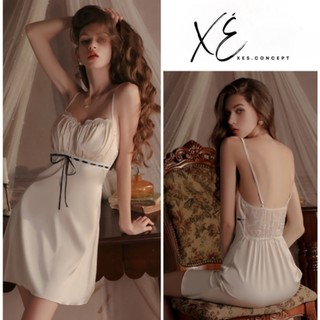 Váy tiểu thư lụa cao cấp phối ren thắt nơ đen lưng kiểu ( V22 )