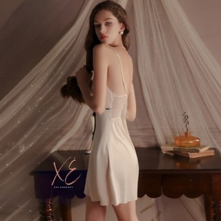 Váy tiểu thư lụa cao cấp phối ren thắt nơ đen lưng kiểu ( V22 )