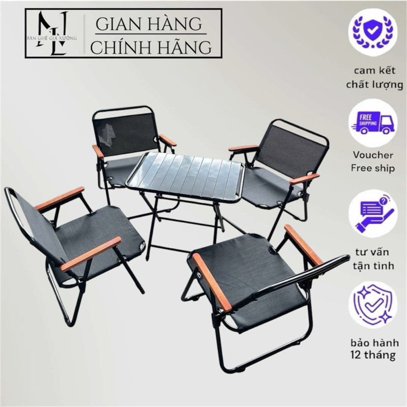 Bộ bàn ghế camping khung tròn lưới textilen: Review chi tiết, có đáng mua?