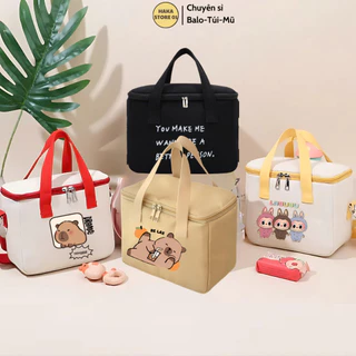 Túi đựng hộp cơm 12 cung Hoàng Đạo,túi vải đựng mỹ phẩm canvas đa năng sức chứa lớn phong cách Nhật Bản