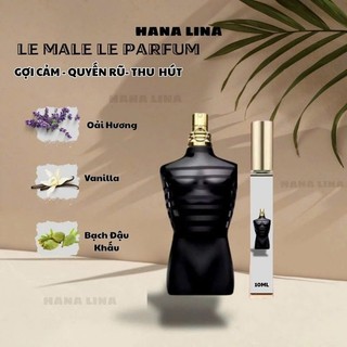 Nước hoa Le Male Elixir, shop hana lina( chai chiết 10ml) Nam tính, cuốn hút, tông oải hương vanilla, Lưu hương lâu