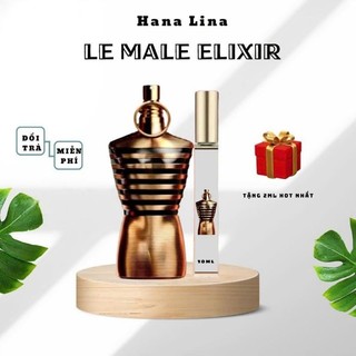 Nước hoa Le Male Elixir, shop hana lina( chai chiết 10ml) Nam tính, cuốn hút, tông oải hương vanilla, Lưu hương lâu