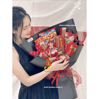 (Hoả tốc HCM) Bó hoa bánh kẹo phù hợp cho mọi độ tuổi, quà bánh kẹo , hoa bánh kẹo màu đỏ