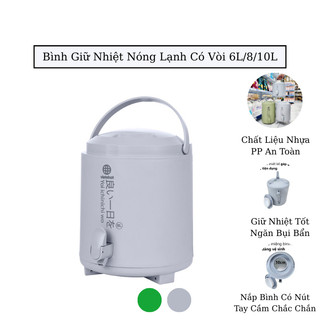 Bình giữ nhiệt nóng lạnh 6L,8L,10L nhựa Việt Nhật có vòi tiện dụng bình giữ nhiệt 3946-3