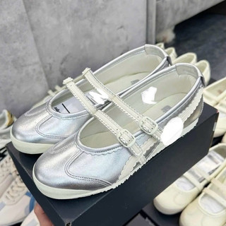 Giày búp bê slip on lười bigsize nữ mùa hè hottrend 2025 onit_suka ti_ger ballet sliver màu bạc cao cấp , giày đế bệt nữ