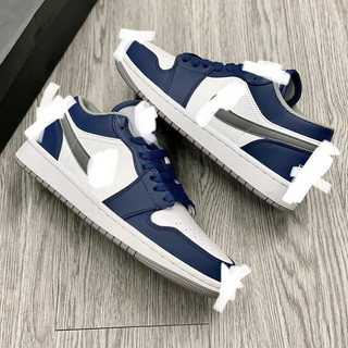 Giày thể thao bigsize nam nữ cổ thấp đế bằng màu xanh navy cao cấp , sneaker thời trang mùa hè big size bản best