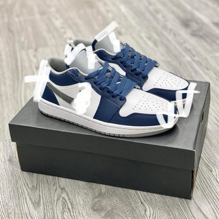 Giày thể thao bigsize nam nữ cổ thấp đế bằng màu xanh navy cao cấp , sneaker thời trang mùa hè big size bản best