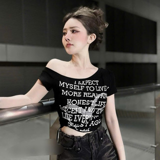 Áo Thun Gân Chữ Lệch Vai ÔM BODY