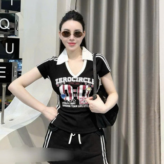 Áo Thun Cổ bẻ Phối Viền Chữ SỐ Sọc Kẻ Cá Tính Năng Động Trẻ Trung