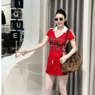Áo Thun Cổ bẻ Phối Viền Chữ SỐ Sọc Kẻ Cá Tính Năng Động Trẻ Trung