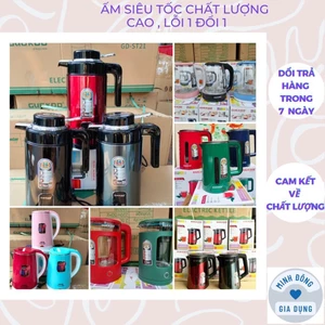 Ấm siêu tốc Inox 1,8 Lít Electric Kettle, Ấm đun nước siêu tốc trong suốt công suất 1500W bảo hành 1 tháng, lỗi đổ